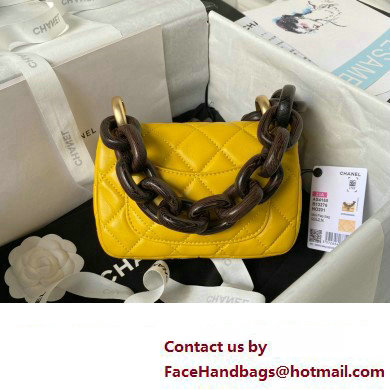 Chanel Mini Flap Bag in Lambskin  &  Ash-Wood AS4165 yellow 2023